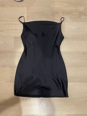 Urban Outfitters Black Satin Slip Mini Dress